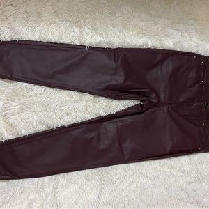 NWT Ann Taylor 14P Burgundy Coated Skinny Jeans.